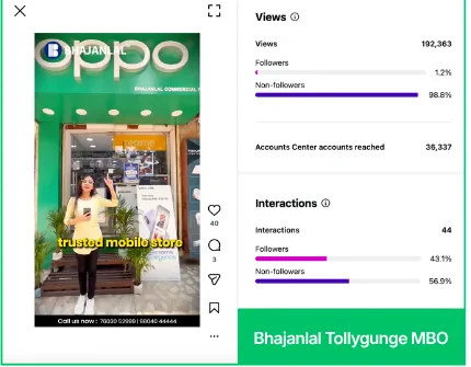 Bhajanlal Tollygunge MBO — Instagram reel screenshot showing 192,363 views